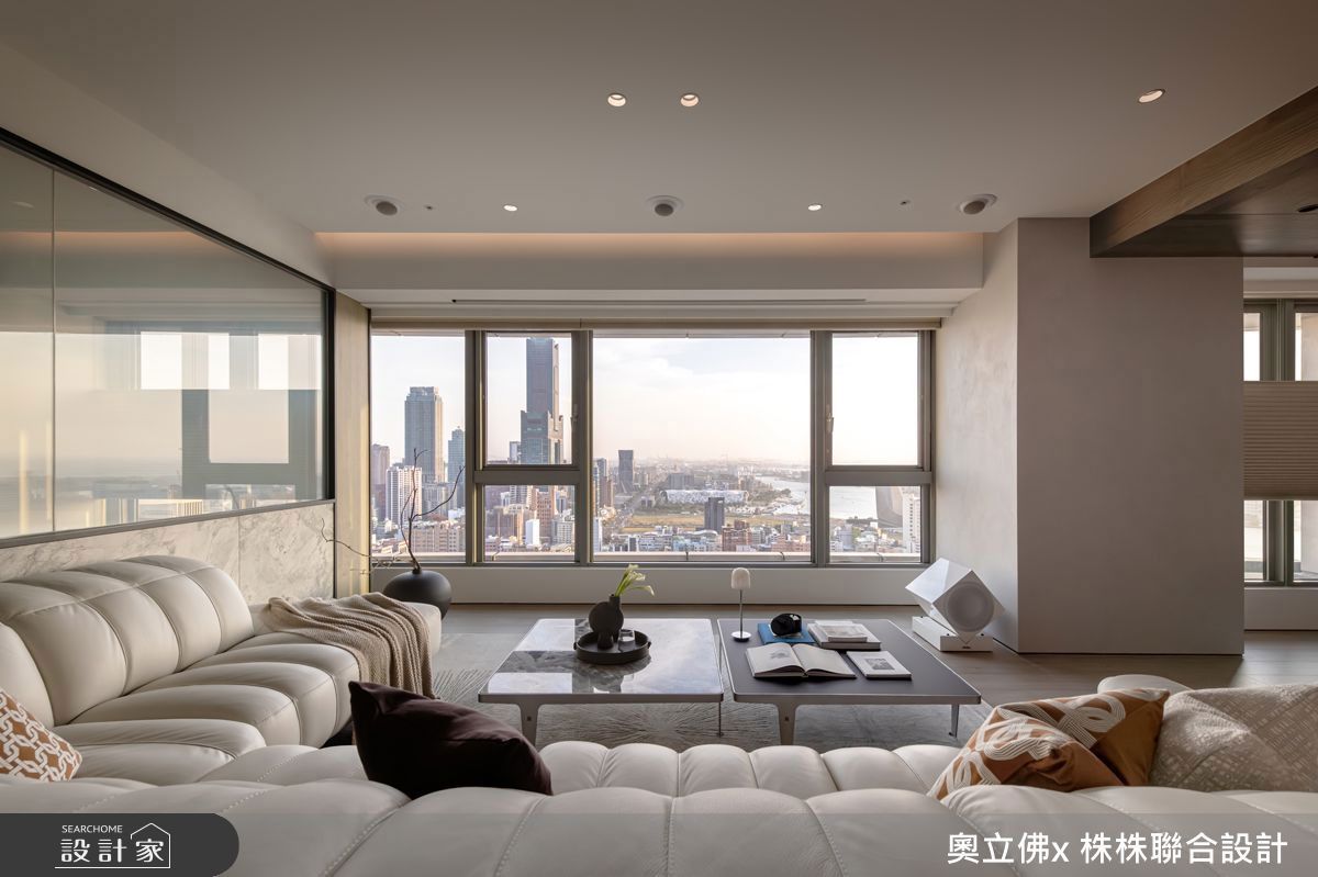 109坪現代奢華海景宅｜電控玻璃書房、隱藏式投影，打造高樓層家庭劇院