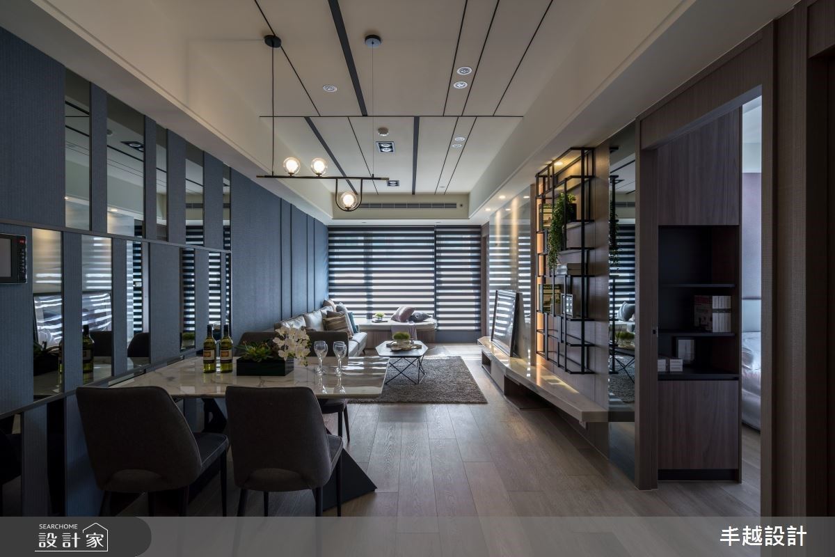 莫蘭迪色與木質的沉靜韻味！巧搭鐵件與鏡面，映照 38 坪混搭宅的迷人倩影