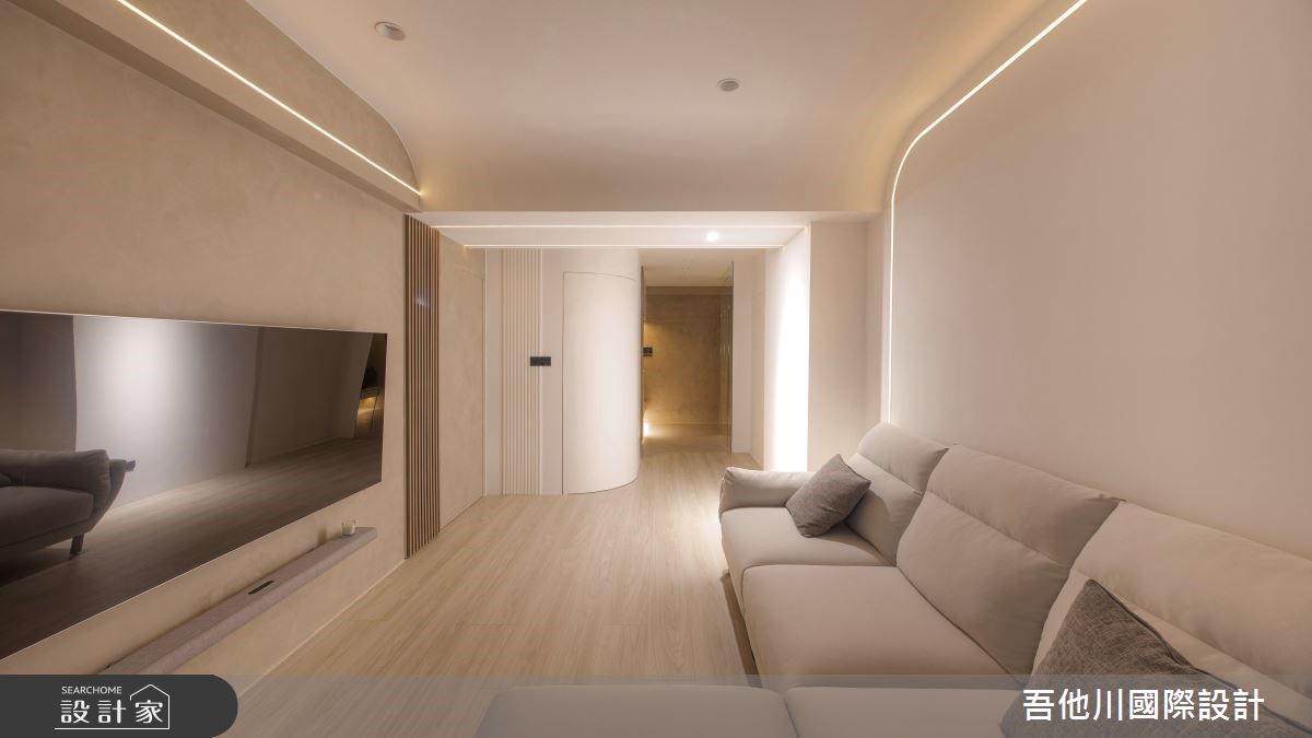 以光圈先決！15.8 坪簡約風住宅以同調藝術塗料搭配燈條，兩房兩廳預售屋...