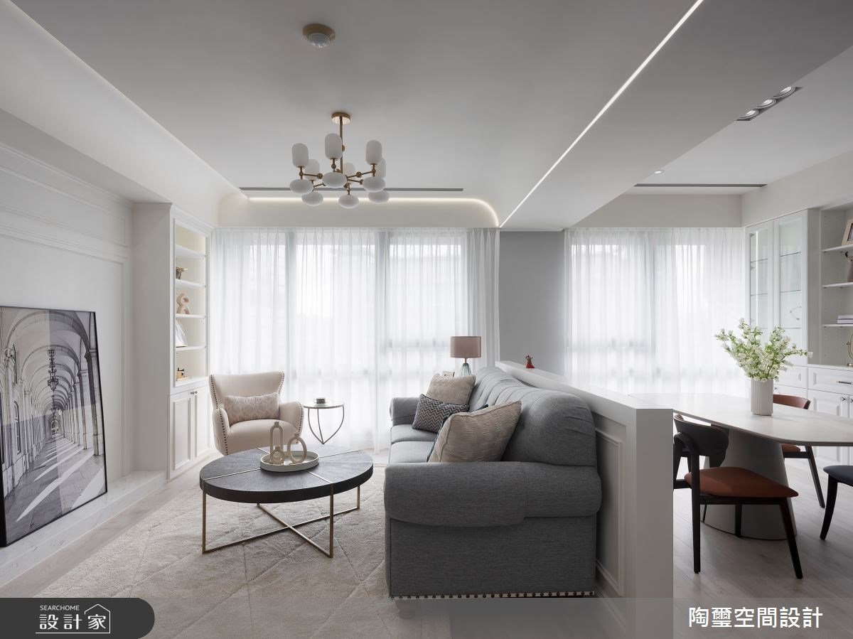 優雅到不行的灰藍美式風！以美好光感喚醒日常，還有超寬敞的美型中島廚房