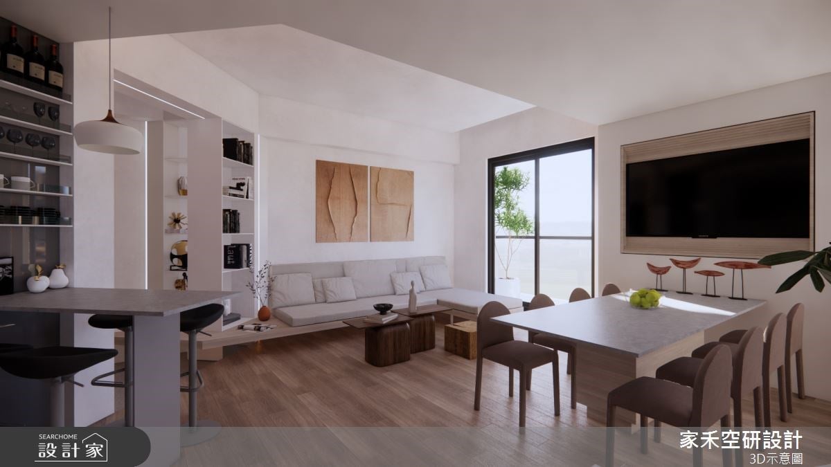 被陽光曬得暖烘烘的日常！36 坪複層住宅室內破格規劃，斜角設計放大空間...