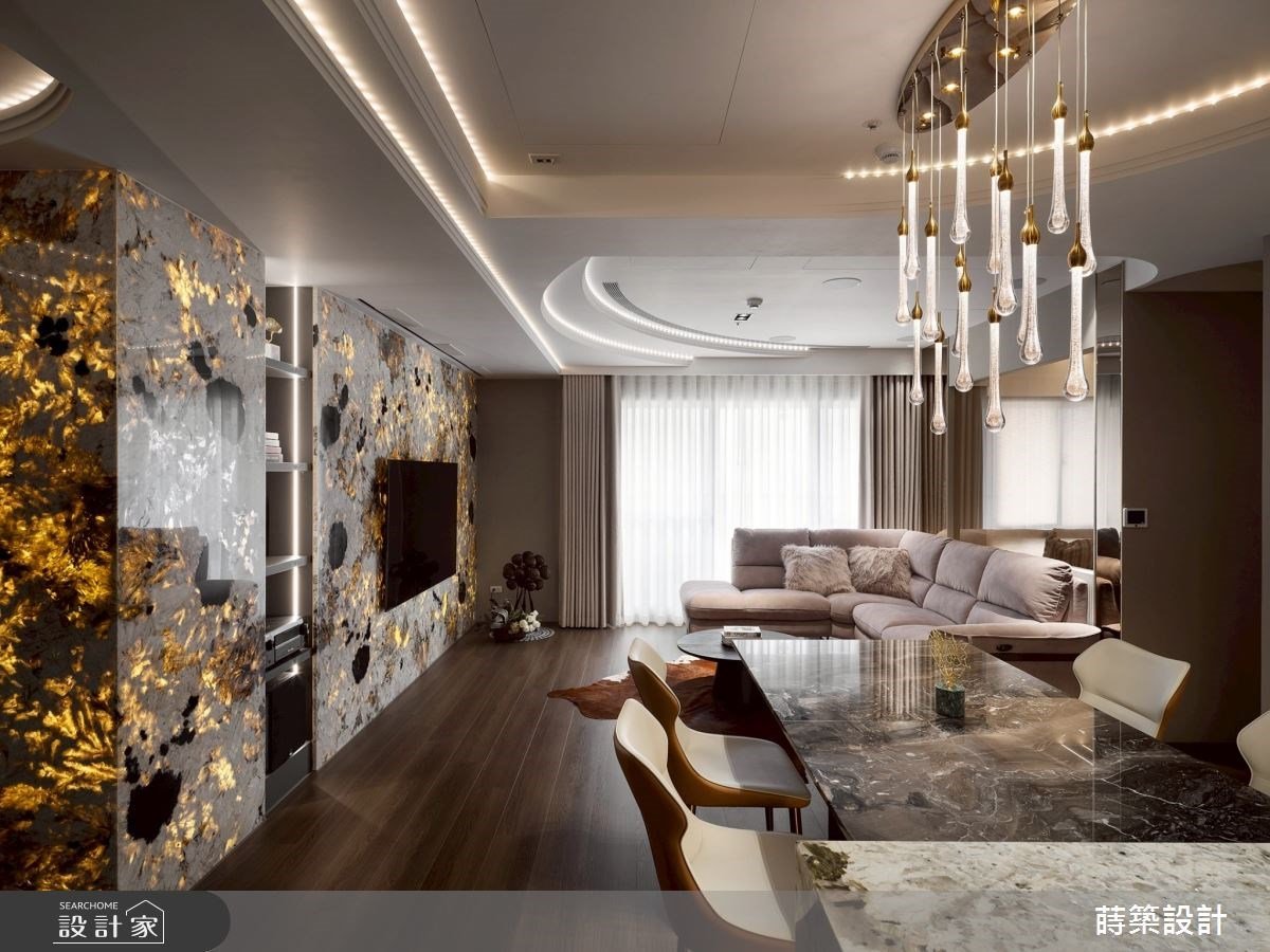大理石光影交織的奢華感！55 坪林口新成屋以光線引領的精緻生活感，以簡...