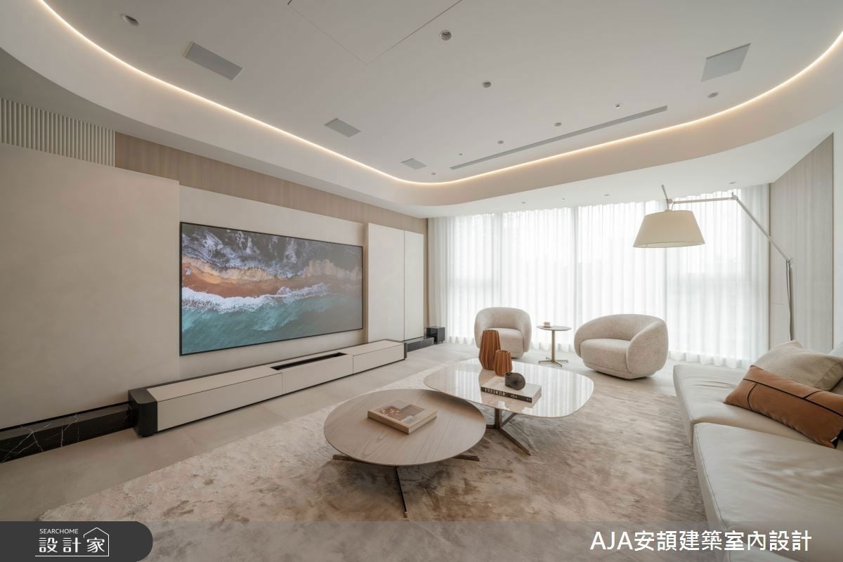 開箱台中頂級豪宅室內設計!70坪毛胚屋以暖白與弧形織構優雅日常