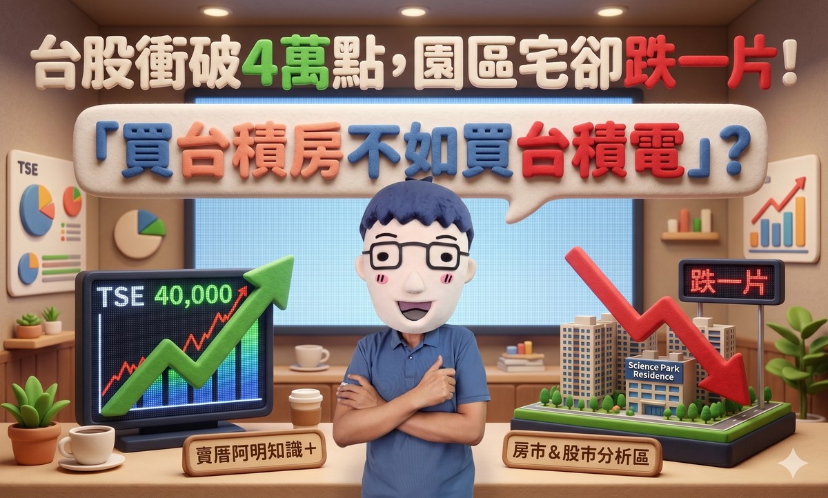 台股衝破4萬點，園區宅卻跌一片！台南安定跌7.9%、楠梓跌6.9%「買台積房...