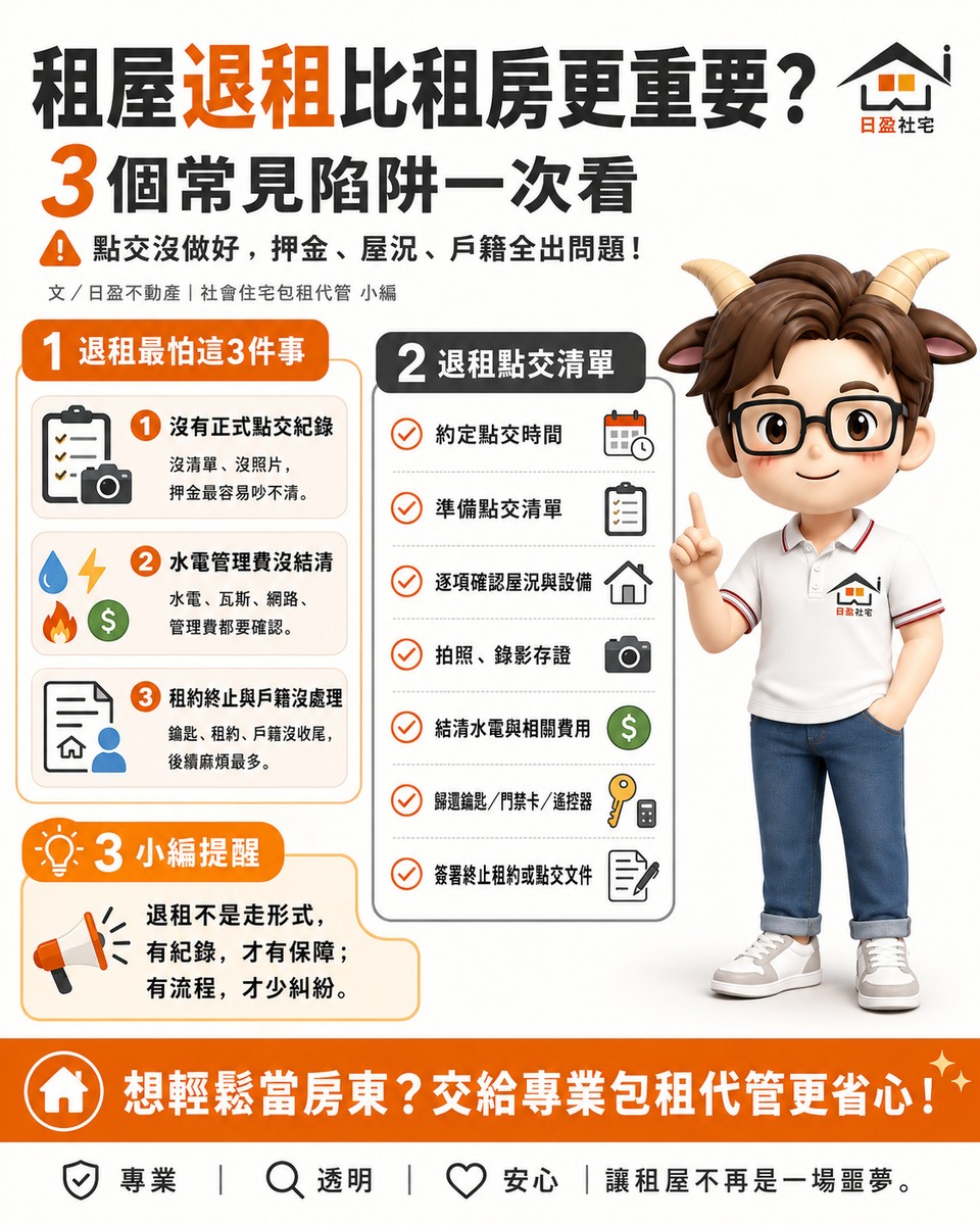 租屋退租比租房更重要？3個常見陷阱一次看，點交沒做好，押金、屋況、戶...