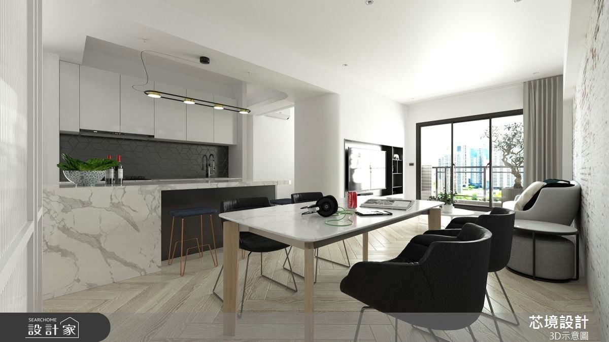 沐浴清新陽光！開放自由的現代風居家，享受圍繞中島餐廚的幸福日常！