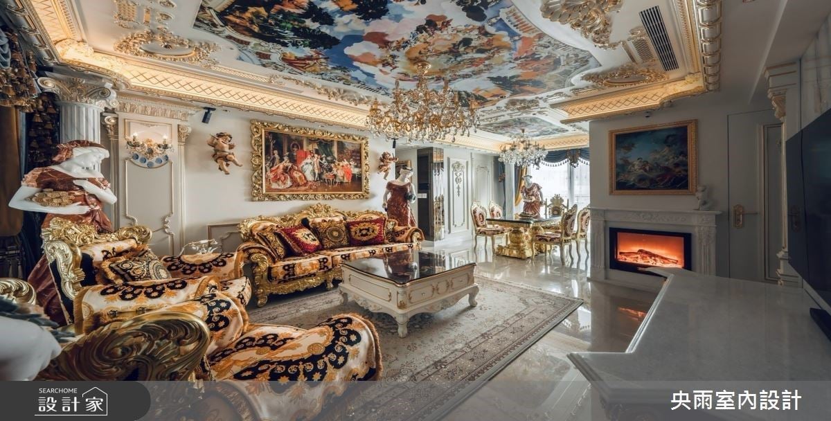 60坪新成屋演繹歐洲宮廷夢！磅礡壁畫與線板共築典雅日常