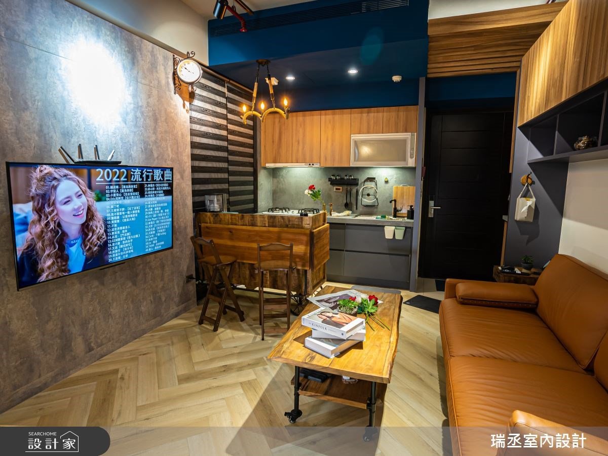 15坪的英倫工業風小宅！彰顯個性美感外，還貼心配置收納設計、中島吧台