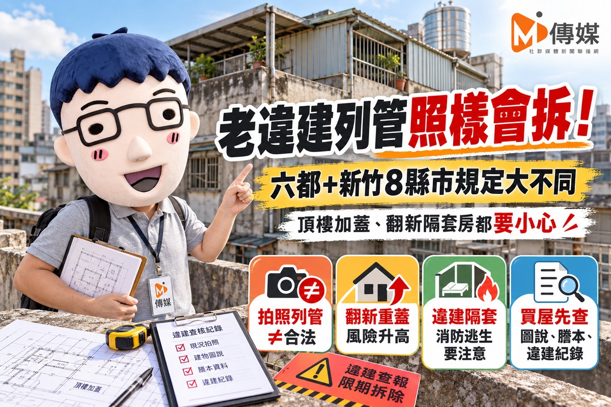 老違建列管照樣會拆！六都＋新竹8縣市規定大不同　頂樓加蓋、翻新隔套房...