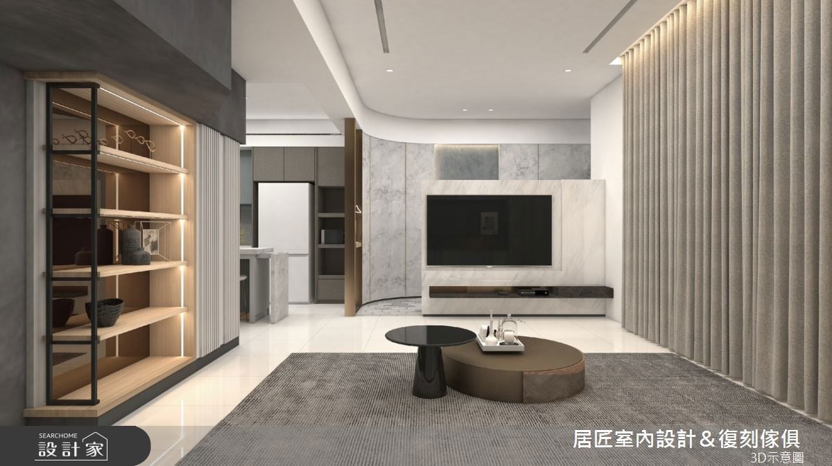 替 47 坪透天別墅抹上精緻妝感！弧形天花與開放式動線，詮釋質感與機能...