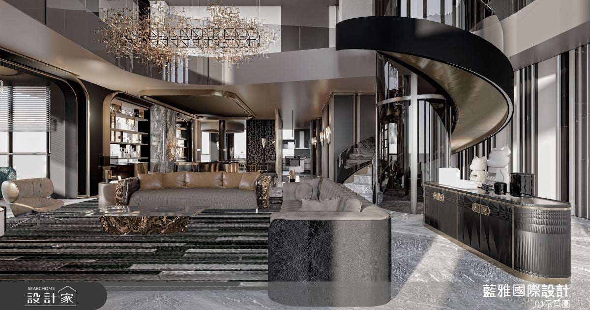 無價景觀樓中樓大宅！奢華大氣酒吧吧台、迴旋梯、石材主題牆，體現最極...