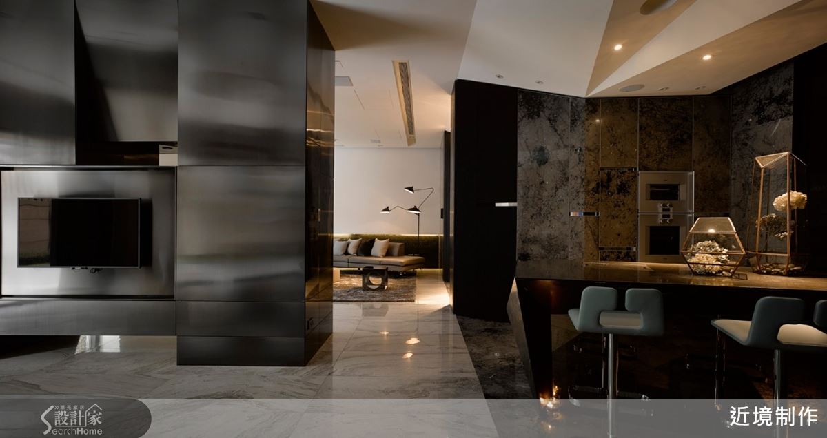 用岩壁穴居概念發想，結合現代語彙與豐富材質，打造堅若磐石的男人窩