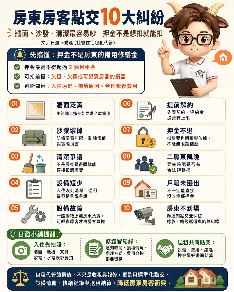 房東房客點交10大糾紛！牆面、沙發、清潔最容易吵　押金不是想扣就能扣