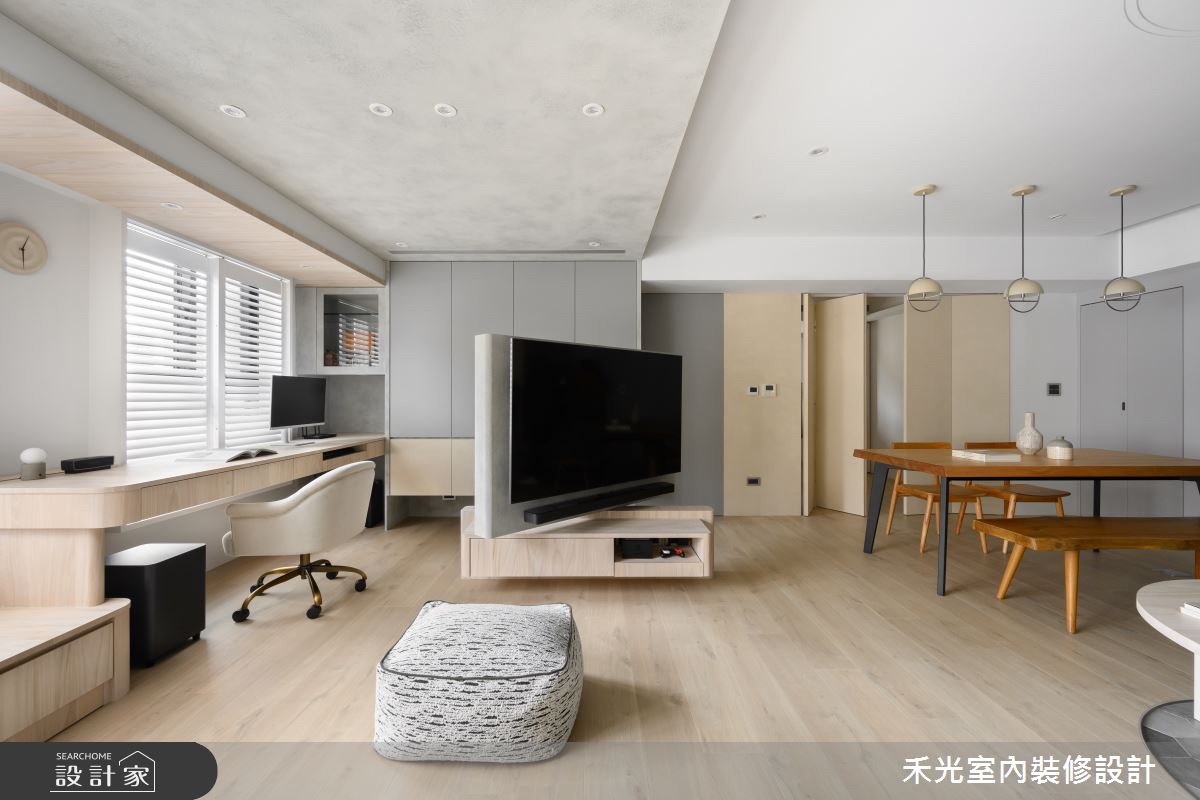 滿足居家、工作與運動的日式北歐生活！旋轉電視牆、拉門切換場域，機能...