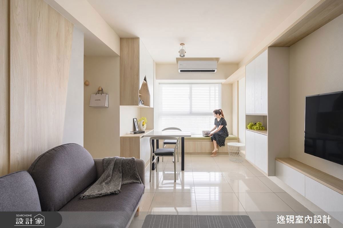 新北板橋16坪新成屋串連客、餐廳，像跳格子般一步一步放大小宅尺度