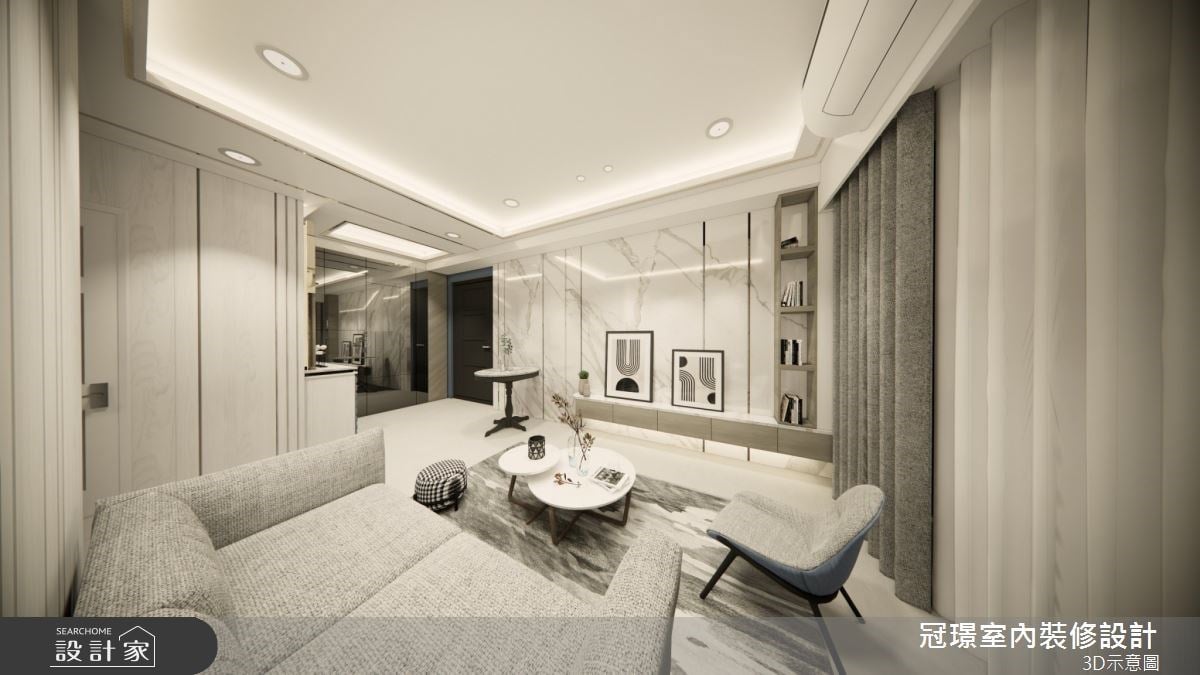架構優雅輕奢的未來情境！28坪現代風樣品屋，望見兩大一小的美好日常