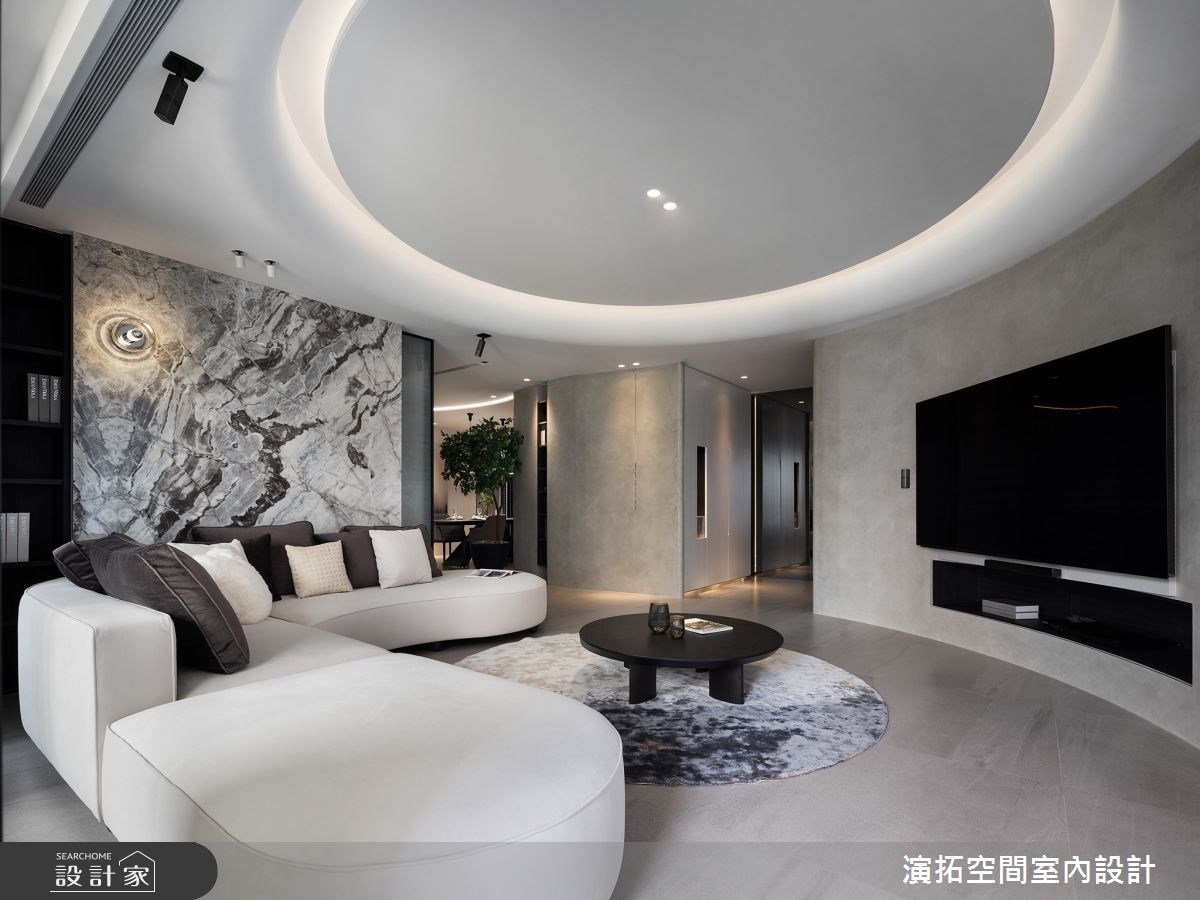 打破直線佈局的輕奢豪宅！優雅灰白注入毛胚屋，以奢石、愛馬仕橘跳出現...