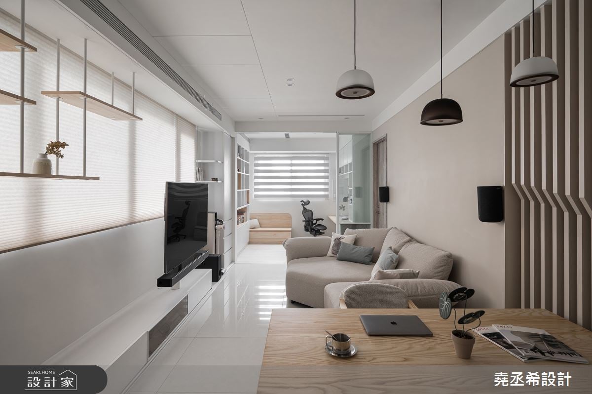 消暑療癒白色北歐宅！開放與格柵通透設計，融入燕麥牆與木質調的溫暖內在