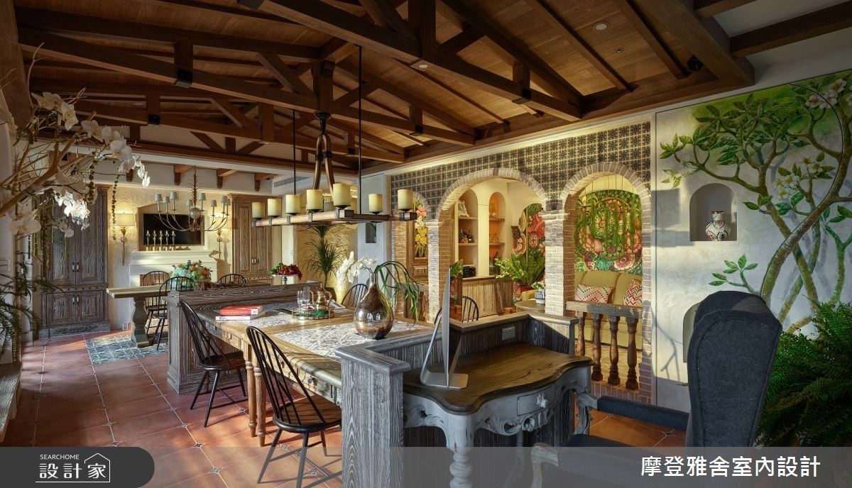 室內設計師幫自己圓夢！古堡拱門、復古花磚、手繪藝術打造原汁原味鄉村風