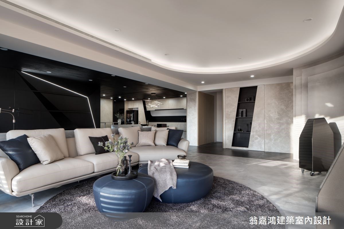 淺灰、深黑的溫柔平衡感！80坪現代風豪宅，以優雅弧線注入寧靜氣息
