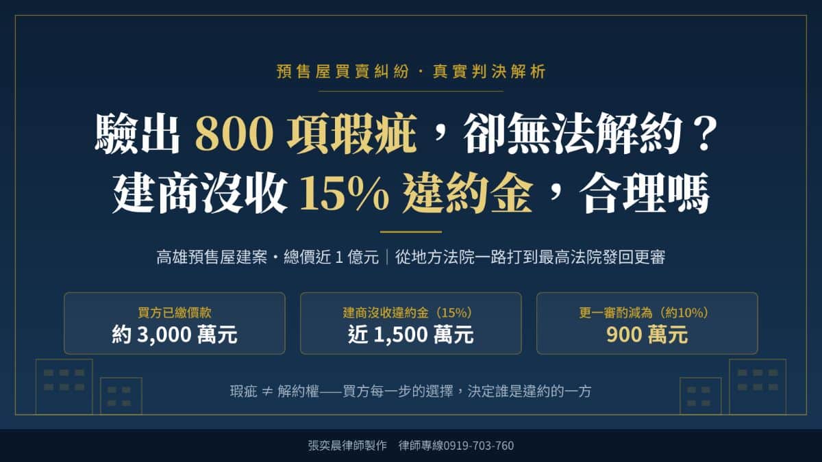 建商强硬沒收預售屋15%違約金 法院判決曝光