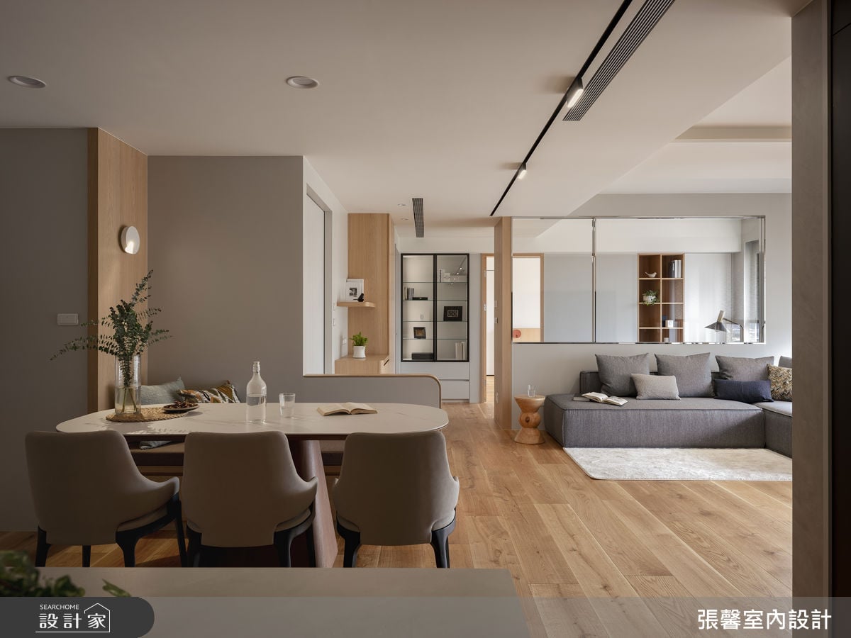 45坪現代風住宅，開放式餐廚與臥榻規劃實現一家四口的互動核心