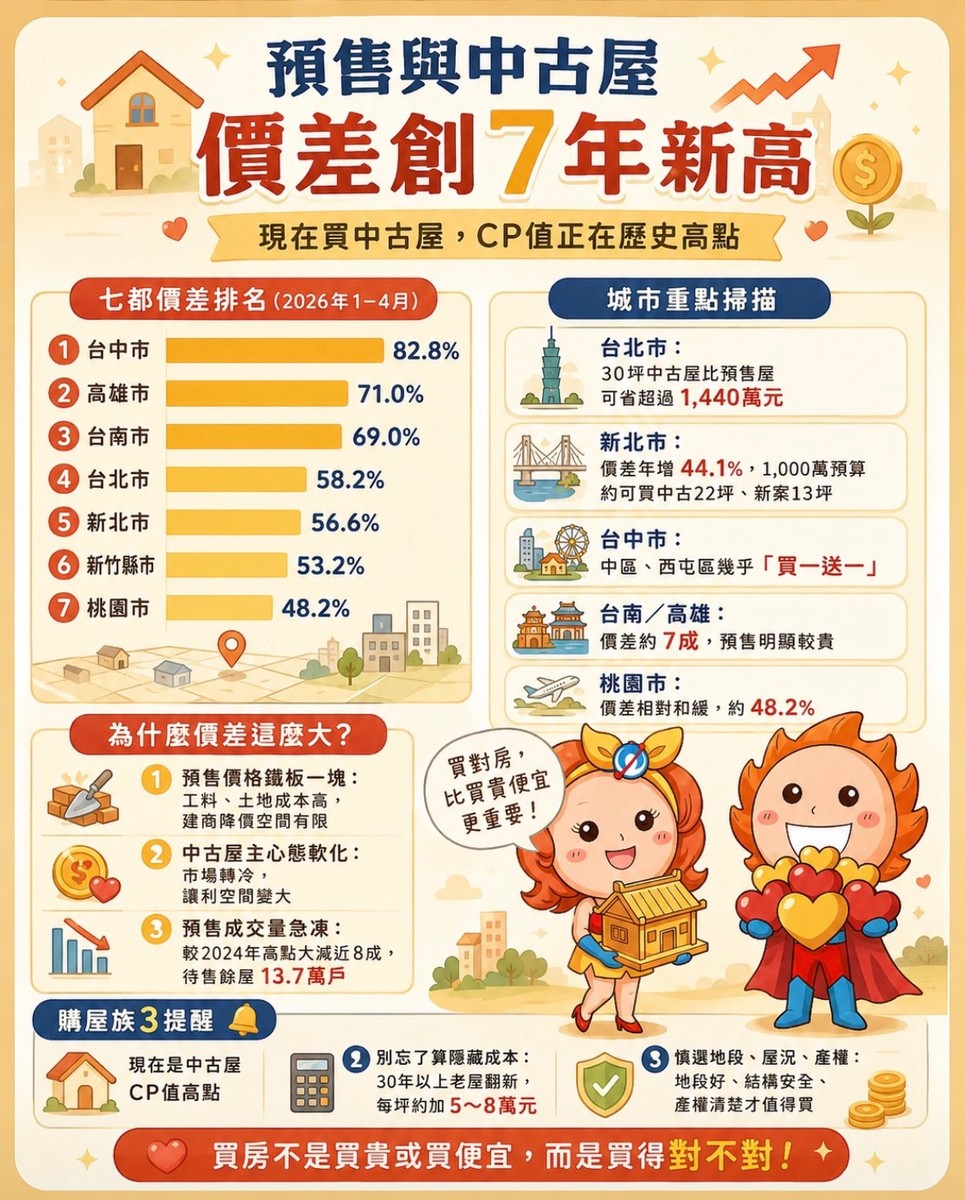 山哥看房市》預售與中古屋價差創七年新高！現在買中古屋「CP值」在歷史高點
