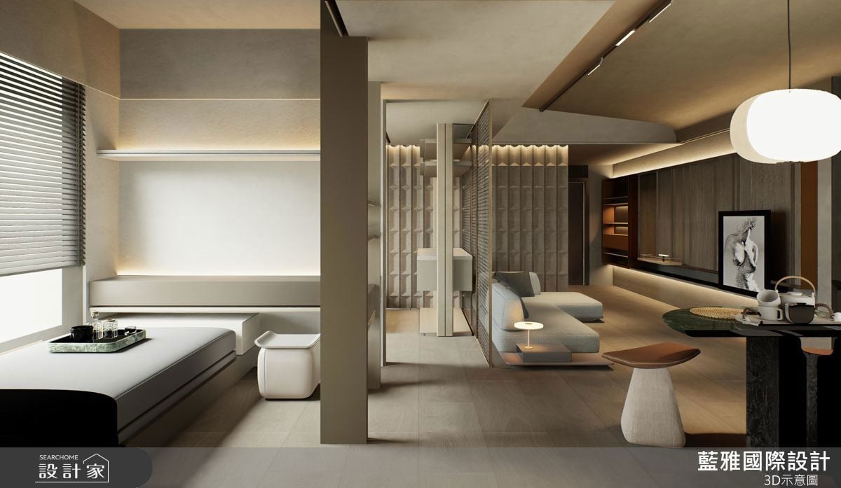 享受時間緩慢流動的 23 坪精品小宅！金屬網取代傳統隔間創造流動，打造...