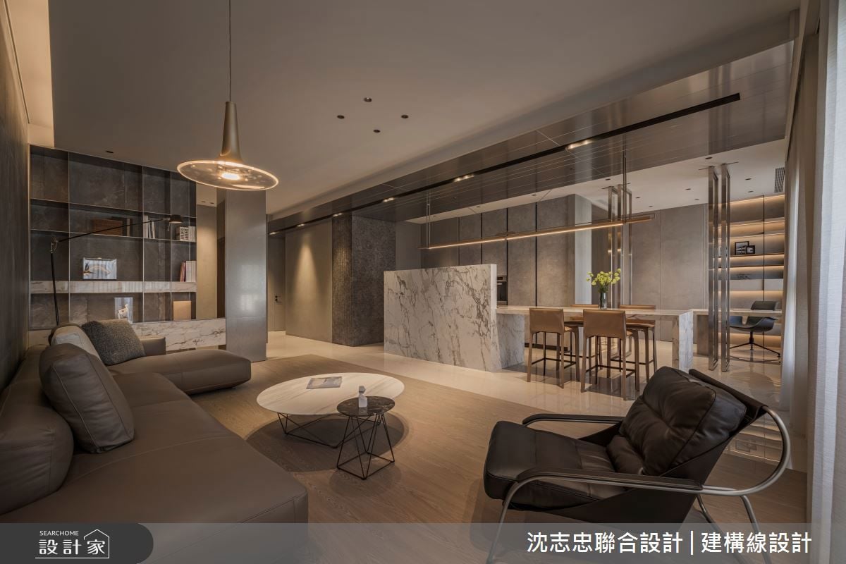50坪毛胚屋異材質搭配，高樓層城市景觀宅的現代質感與溫潤生活