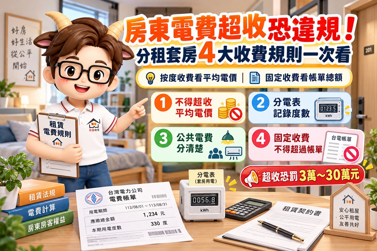 房東每度電收6元、7元恐違規!租屋電費新制實施兩年 日盈小編提醒分租...