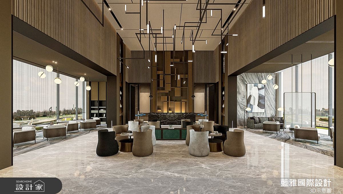 創造絕美售樓中心！融合大型裝置藝術與石材木紋，交織清爽且溫馨的家屋氛圍