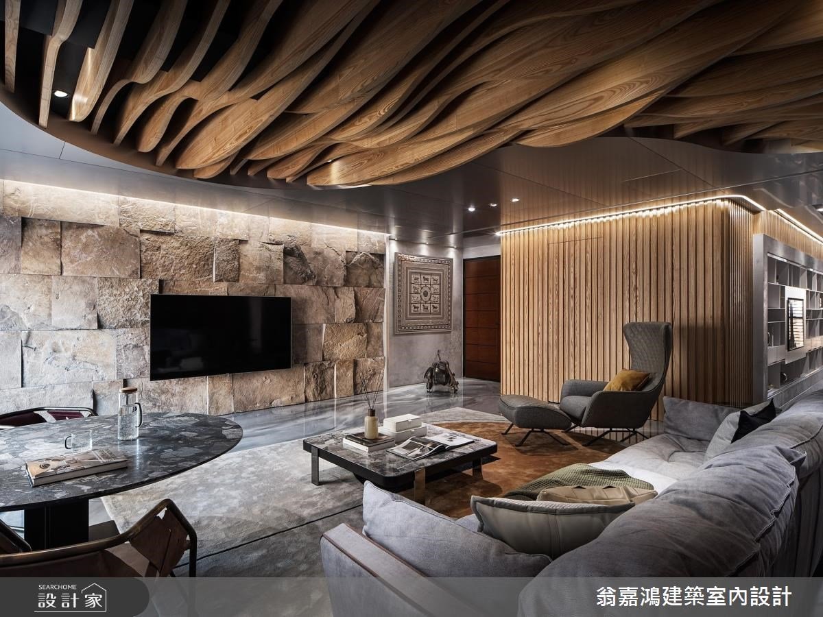 壯闊大器的百坪私人豪宅！異質材與幾何線條激盪，高級訂製專屬於您的非...