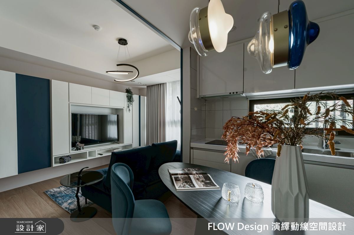 11 坪預售屋的藍色摩登變奏！不動格局完美放大空間，在細節中打造舒適與...