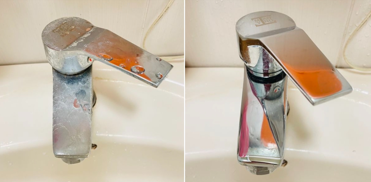 水龍頭卡爆陳年水垢 她全聯挖到「去漬神物」震驚：水一沖就亮了