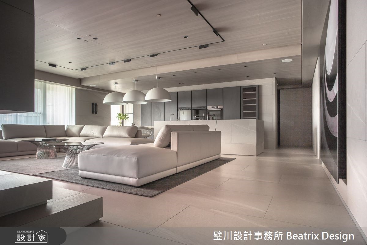 中島串連客餐廳、電視牆後整合書房與衣帽間！成就 60 坪高級能簡約風格宅