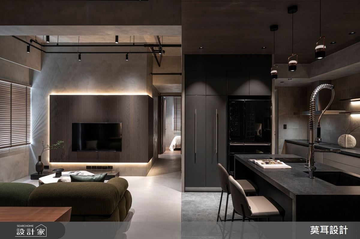 自然熟成的大人感！盤多磨＋不鏽鋼冷調建材，與弧形線條構築男人的浮生半舍