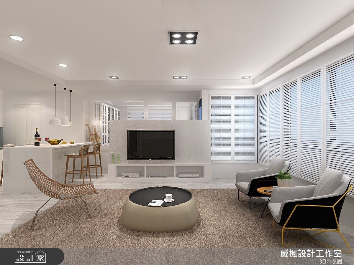 純白系設計 + 少即是多！60 坪簡約美式宅的優雅展現