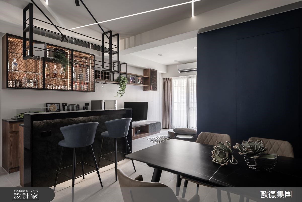 共享工作與多元生活！燈帶、吧檯與莫蘭迪系統櫃，特調微醺都會的現代風尚