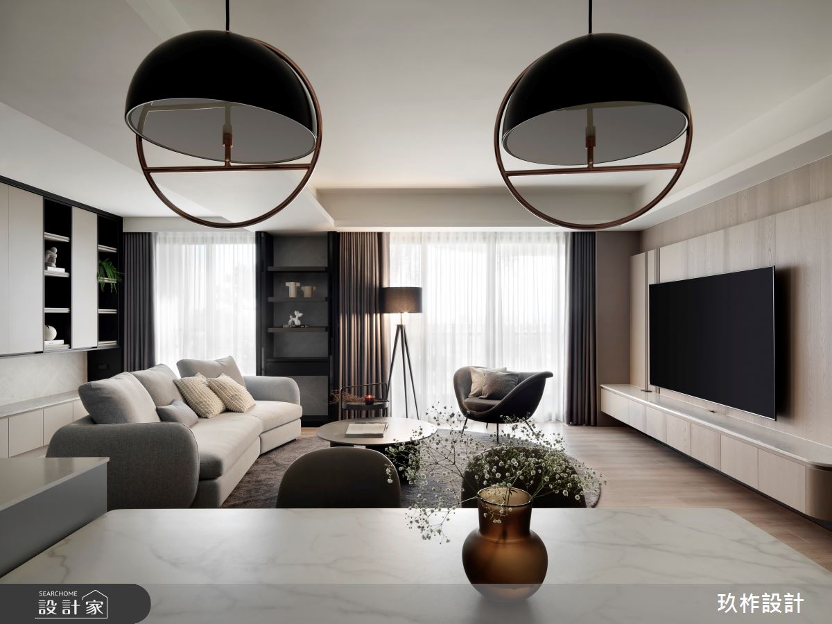 柔美的奶茶色融化我心！圓弧造型X燈光設計X露台景觀，交織甜而不膩，現...