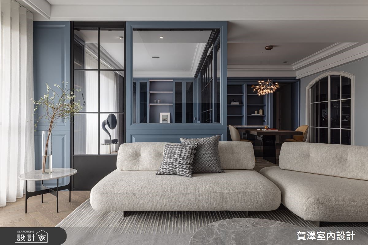 混搭優雅藍調！絢麗文藝花磚、經典歐式格子門，細緻刻劃時髦英式風居家！