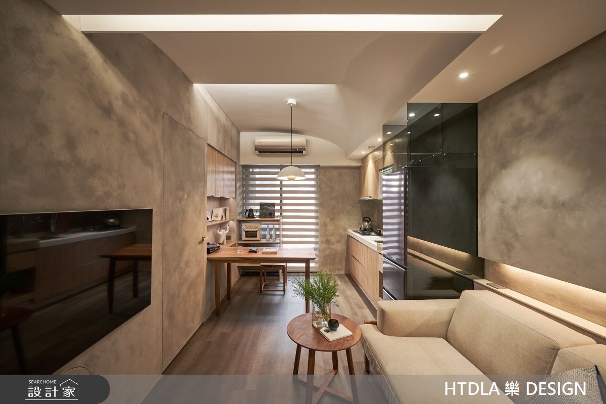 以泥土塗料和黃金柚木為基調！在 9 坪現代住宅裡，建構櫥窗設計師的生活...