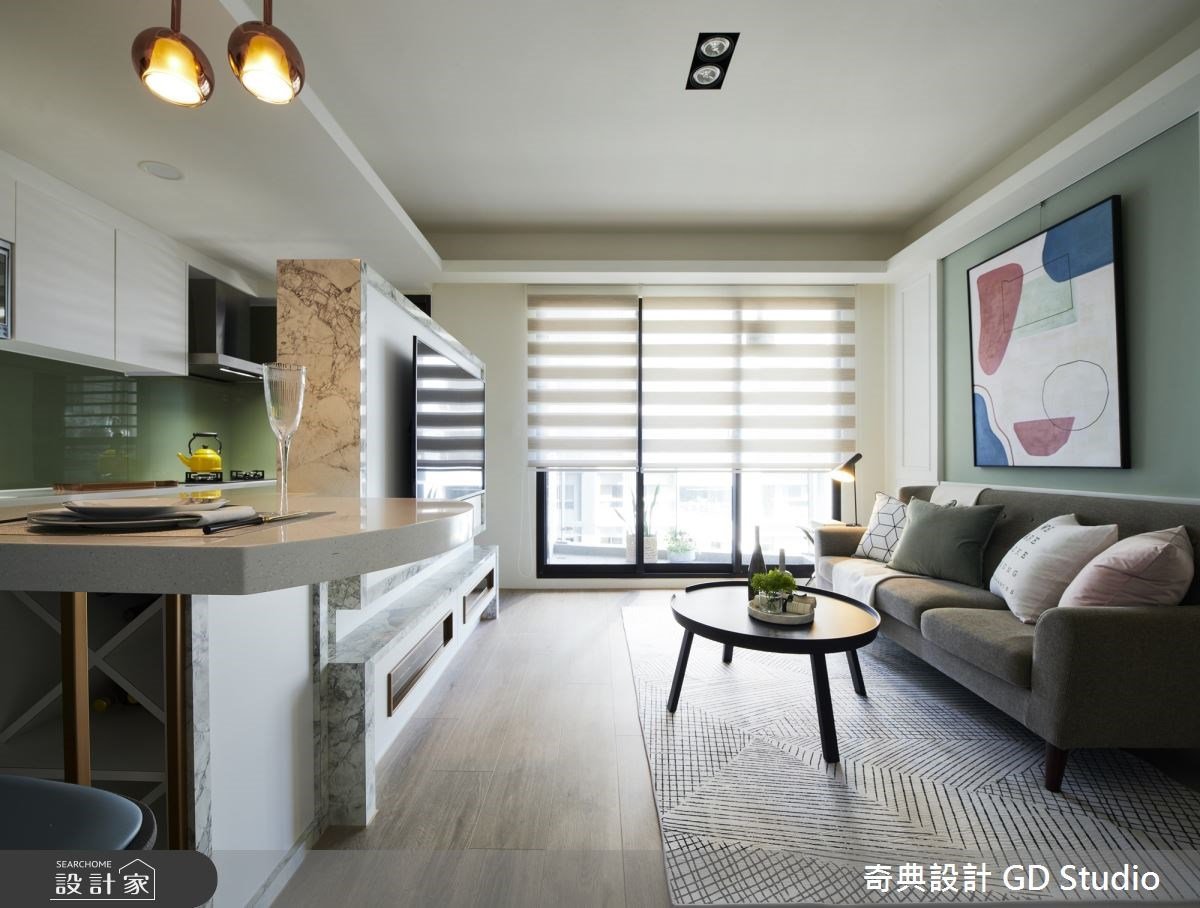 二次委託實現跳色美式風！20坪親子宅，用半高電視牆找出小坪數的最大潛力