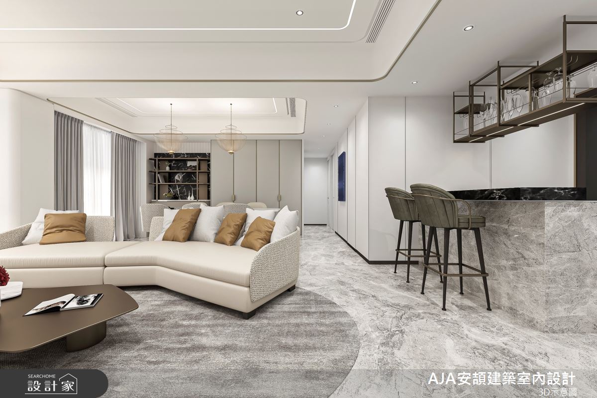 延伸建築與人文空間體驗！石材與質感家具淬鍊白色奢華豪宅