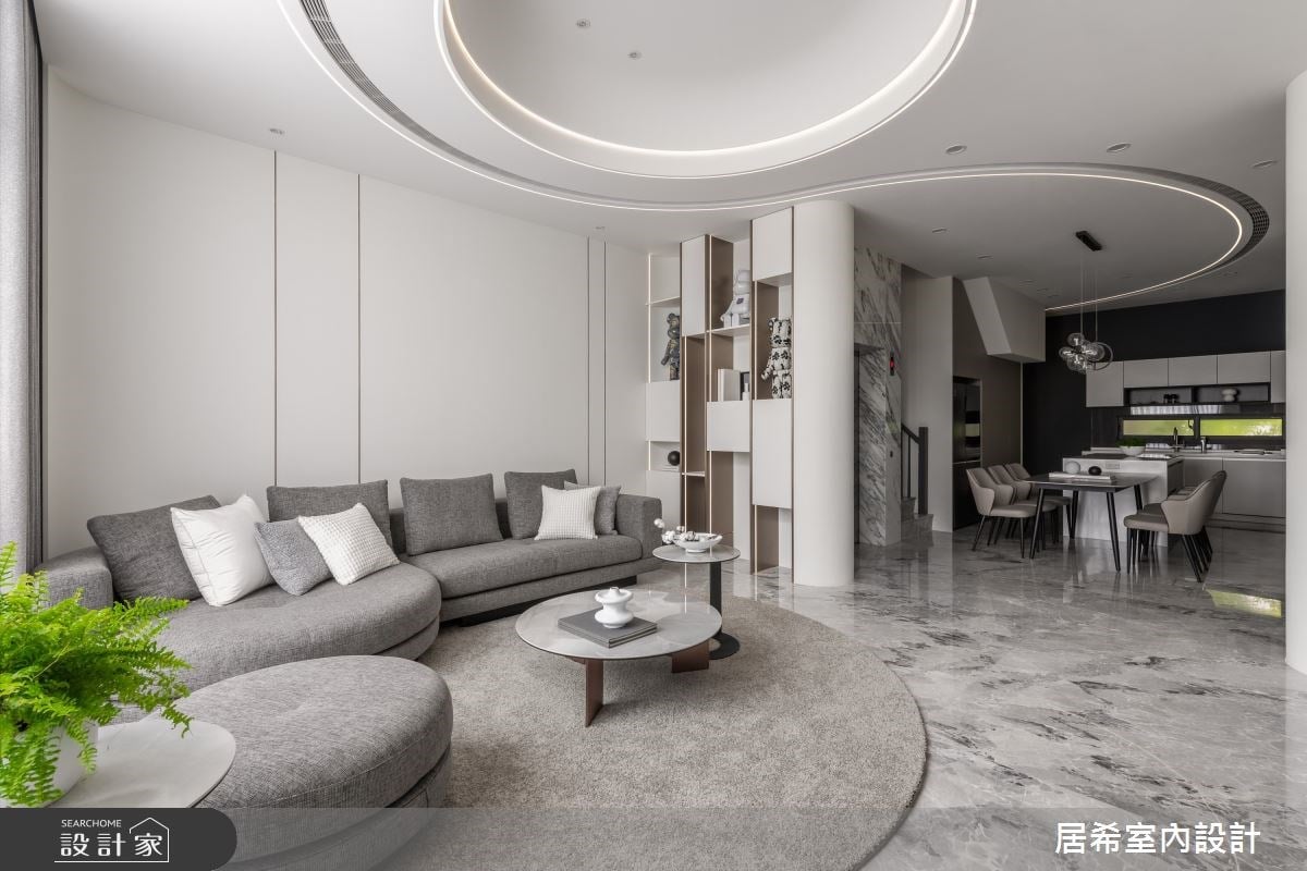 簡約愛好者的灰階透天！用圓弧牽起四口小家庭，讓百看不厭的畫面伴你度日