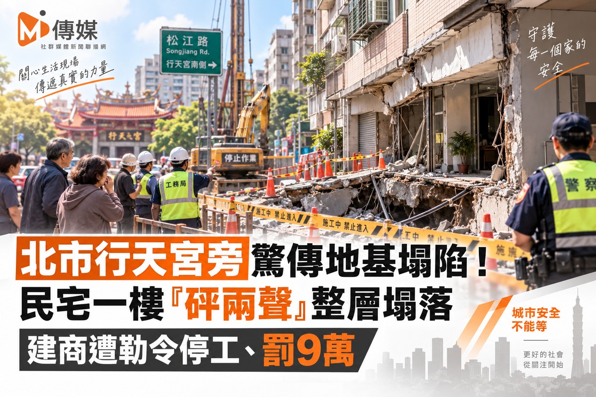 北市行天宮旁驚傳地基塌陷！民宅一樓「砰兩聲」整層塌落 建商遭勒令停工...