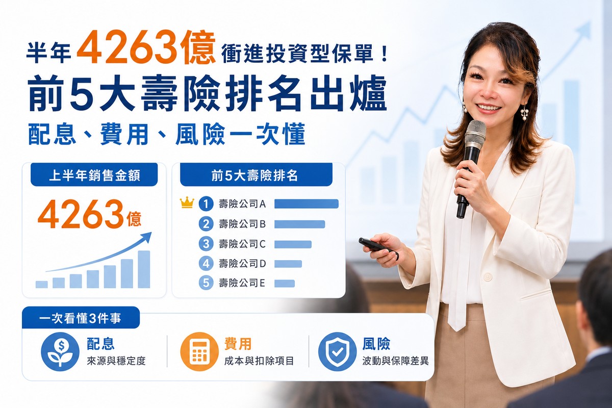 保險達人》半年4263億衝進投資型保單！前5大壽險排名出爐　配息、費用、...
