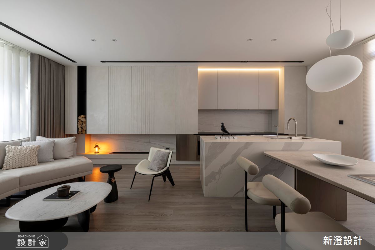藝術塗料打造奶茶色美宅！開放式餐廚、美型中島化身一家四口歡聚談心之處