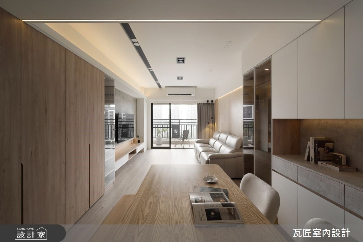 斜切設計破解大樑存在感!27坪中古屋翻新增加收納、臥榻與療癒氛圍，重啟...