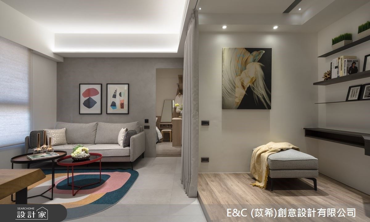 14 坪格局挪移出渡假飯店感！一字型廚房、多功能書房擊敗小坪數思維