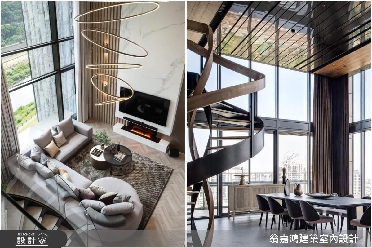 挑高複層與透天頂配設計！旋轉樓梯、精品酒窖與露台泡湯區，鬼才設計師...